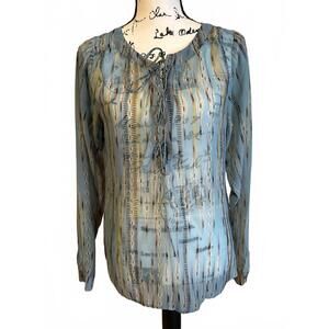 Ariat Women's Blue Patterned Long Sleeve Blouse, Size M